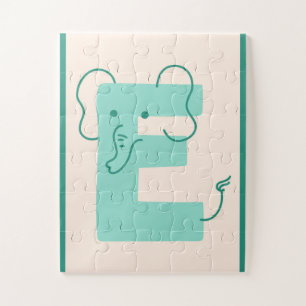 Puzzle Letra del alfabeto linda "E" Elefante