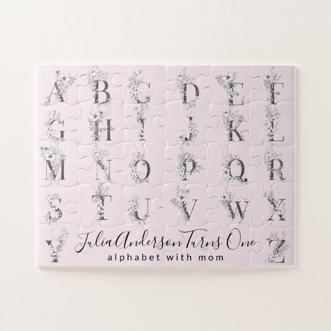 Puzzle Letra floral botánica Personalizado alfabeto texto (Horizontal)