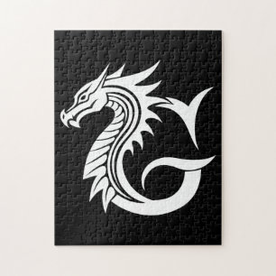 Puzzle Letra G de estilo dragón, alfabeto de dragón, mono