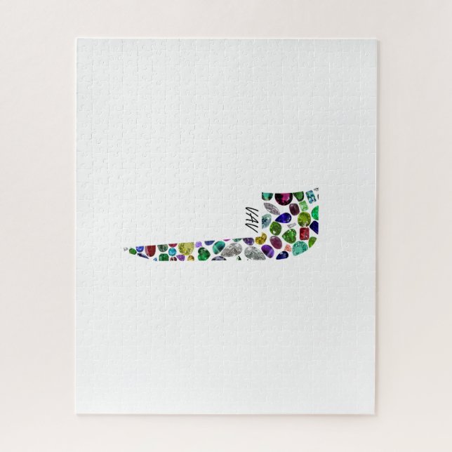 Puzzle Letra hebrea VAV hecha con piedras preciosas (Vertical)