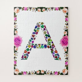 Puzzle Letra inicial A con monograma floral de Gemstone