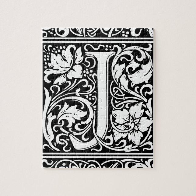 Puzzle Letra J Monograma medieval Art Nouveau (Vertical)
