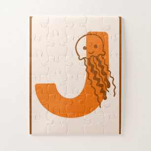Puzzle Letra juguetona "J" Arte alfabético de medusa