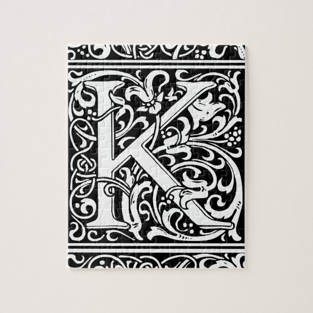 Puzzle Letra K Monograma medieval Art Nouveau (Vertical)