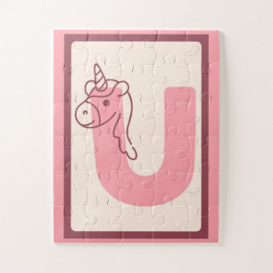 Puzzle 🦄Letra mágica "U" Arte de impresión de alfabeto d