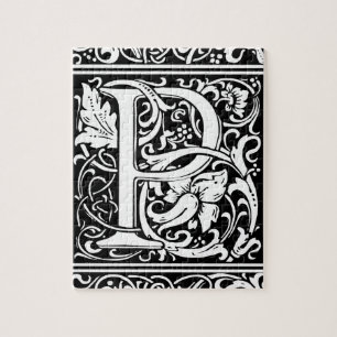 Puzzle Letra P Monograma Medieval Art Nouveau