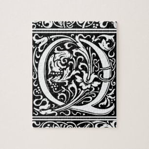 Puzzle Letra Q Monograma Medieval Art Nouveau