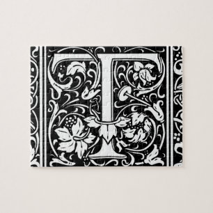 Puzzle Letra T Monograma medieval Art Nouveau