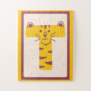Puzzle 🐅Letra "T" Rugiente Tigre Arte de Alfabeto Impres