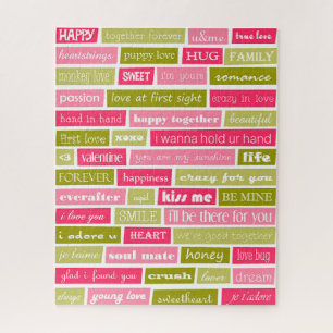 Puzzle Letras de amor rosas y verdes