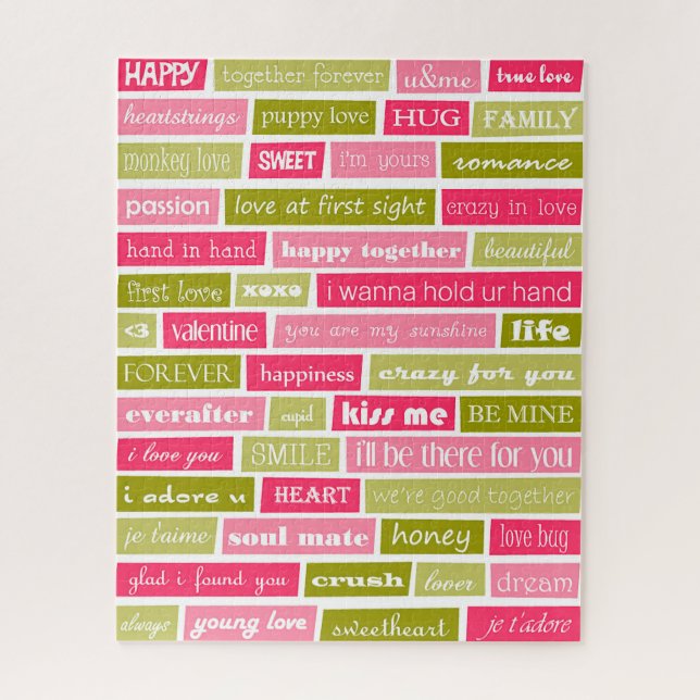 Puzzle Letras de amor rosas y verdes (Vertical)