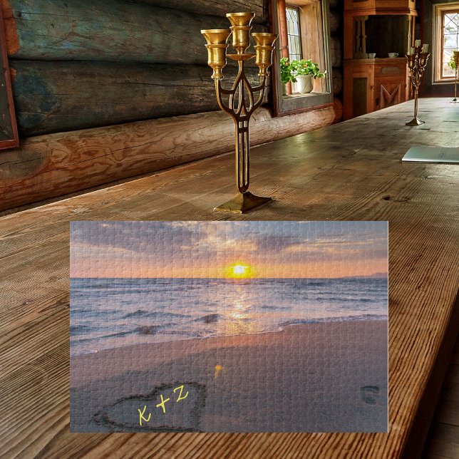 Puzzle Letras De Amor (Tus Iniciales) En Sand Sunset Beac (Subido por el creador)