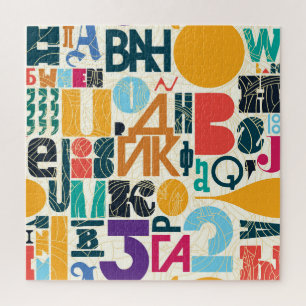 Puzzle Letras dibujadas a mano: diseño inmaterial vintage