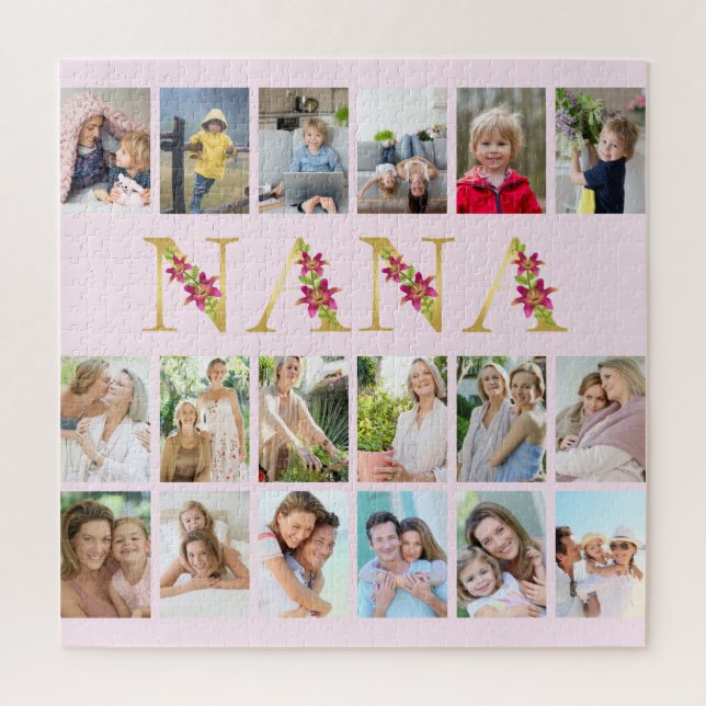 Puzzle Letras Nana Floral Gold 18 Collage de fotos vertic (Vertical)