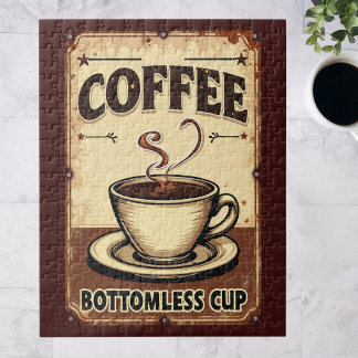 Puzzle Letrero de taza de café sin fondo vintage