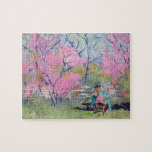 Puzzle Leyendo su carta Redbuds / Artista Larry Lerew