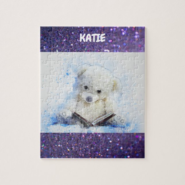 PUZZLE "LEYENDO TEDDY" CON NOMBRE PERSONALIZADO. (Vertical)