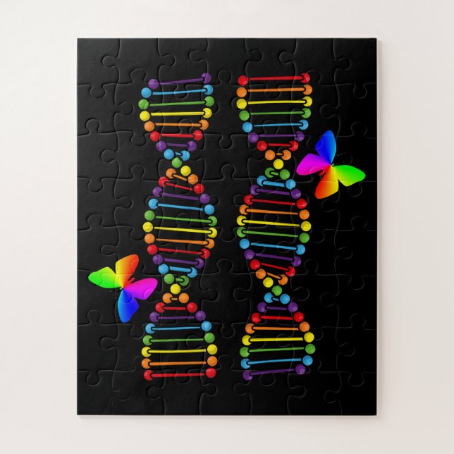 Puzzle LGBTQ DNA Rainbow Flag Butterfly Gay Pride Month (Vertical)