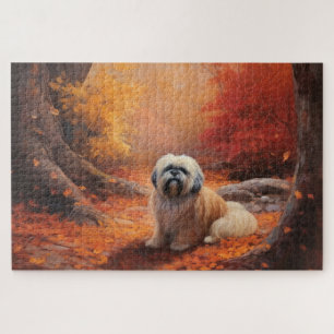 Puzzle Lhasa Apso en otoño se inspira en las hojas de oto