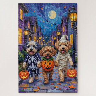 Puzzle Lhasa Apso pidiendo dulces con disfraces de Hallow