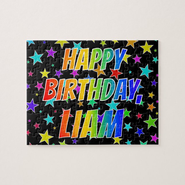 Puzzle "LIAM" Nombre, Diversión "FELIZ CUMPLEAÑOS" (Horizontal)