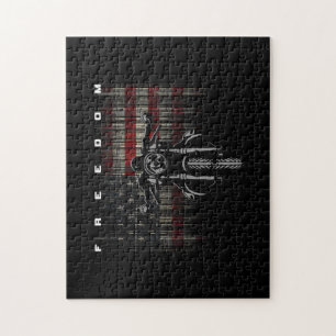 Puzzle Libertad para motocicletas con bandera estadounide