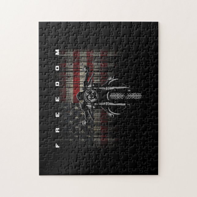 Puzzle Libertad para motocicletas con bandera estadounide (Vertical)
