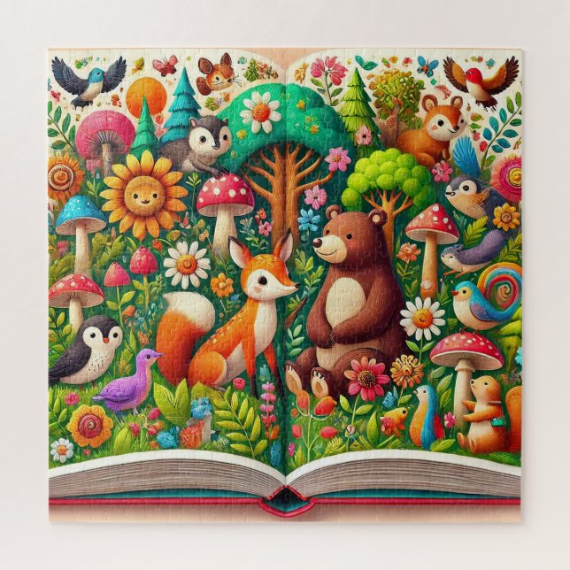Puzzle Libro de Cuentos de Animales del Bosque Regalo par (Vertical)