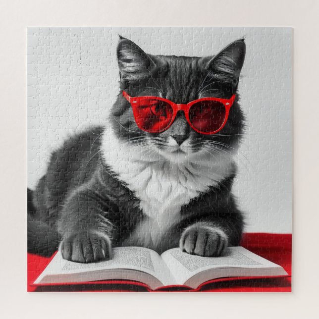 Puzzle Libro de lectura de gatos (Vertical)