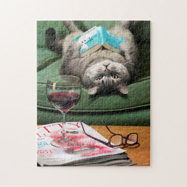 Puzzle Libro de lectura de gatos al revés (Vertical)