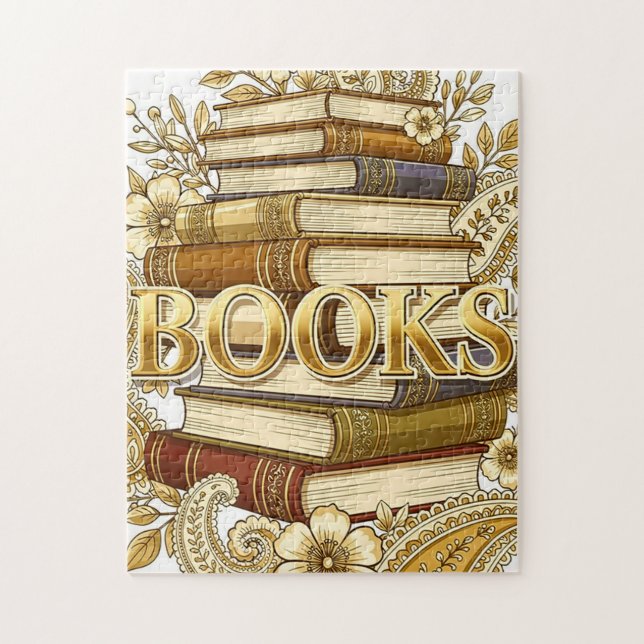 Puzzle Libros Arte de oro Lectores Escritores Poetas Bibl (Vertical)