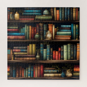 Puzzle Libros de época en el patrón de estantería