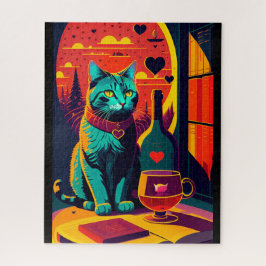 Puzzle Libros De Gatos Y Vino Al Azar
