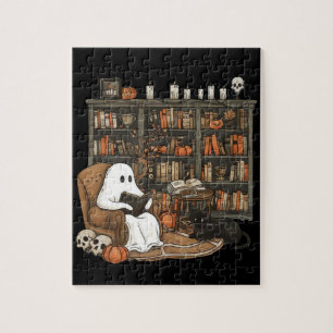 Puzzle Libros de lectura de fantasmas retro, bibliotecari