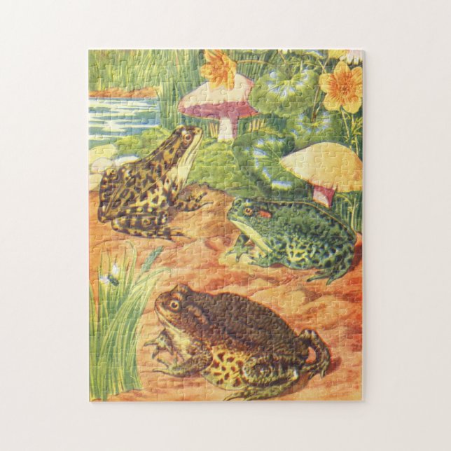 Puzzle Libros para niños de época de Ilustracion de ranas (Vertical)