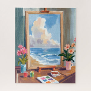 Puzzle Lienzo de caballete de artista pintura acuarela