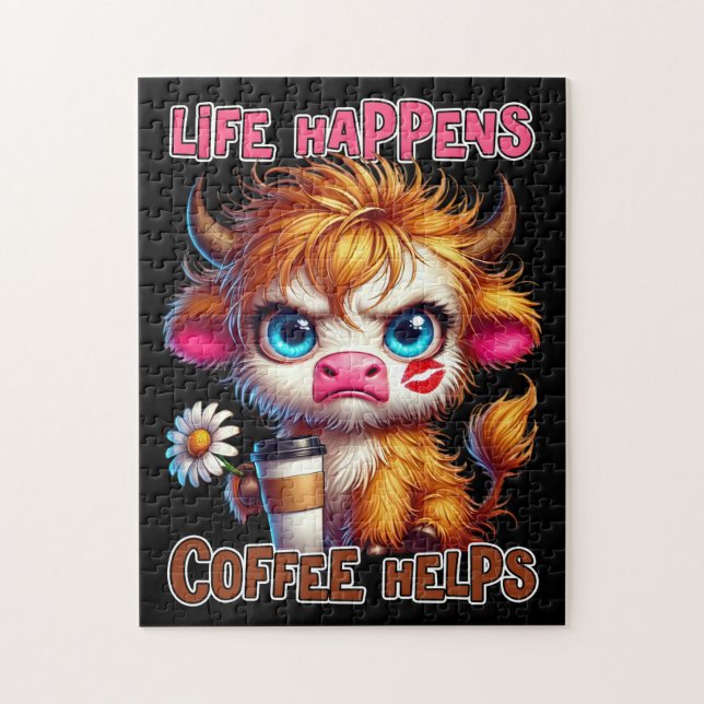 Puzzle Life Happens Coffee Helps  (Vertical)