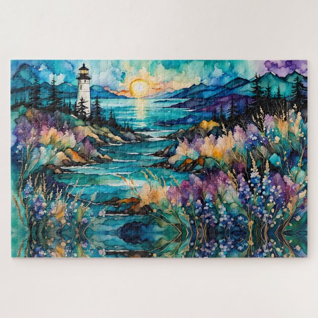 Puzzle Lighthouse Bay Mountain Wilflower Garden (Horizontal)