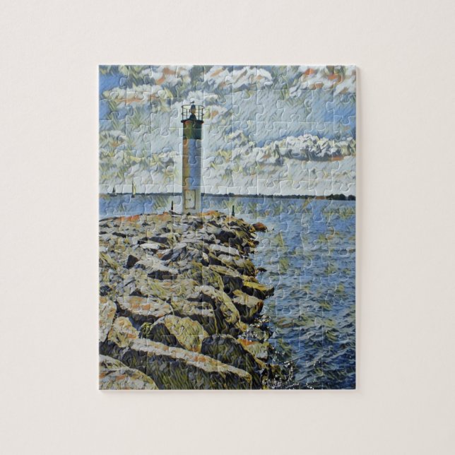 Puzzle Lighthouse on shore of lake (Vertical)