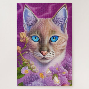 Puzzle Lilac Lynx señala gato siamés en violeta