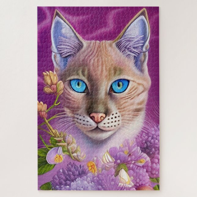 Puzzle Lilac Lynx señala gato siamés en violeta (Vertical)