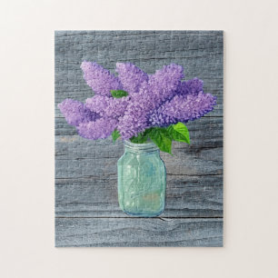 Puzzle Lilacs En Mason Jar Rústico