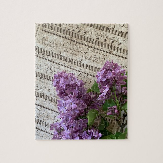 Puzzle Lilacs en partituras antiguas (Vertical)