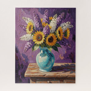 Puzzle Lilas y Girasoles   Diseño Botánico  