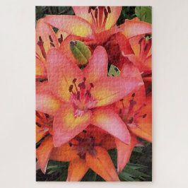 Puzzle Lilias de jardín de color coral artificial