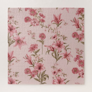 Puzzle Lilios Vintage Rosa Floral Cottagecore