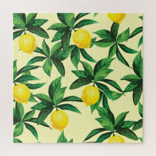 Puzzle Limón vintage, patrón decorativo sin soldadura