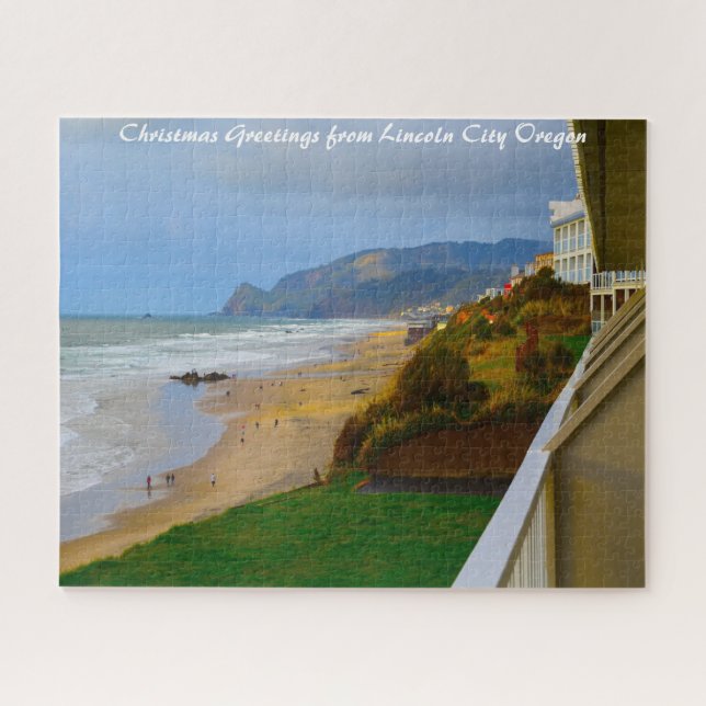 Puzzle Lincoln City Oregon. Saludos de Navidad (Horizontal)