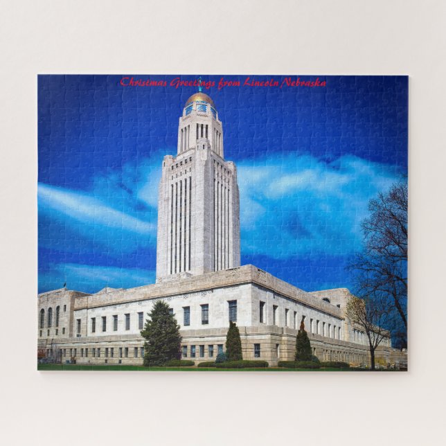 Puzzle Lincoln Nebraska. Felicitaciones de Navidad (Horizontal)