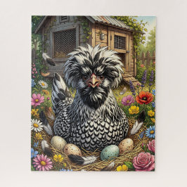 Puzzle Linda gallina polaca negra y blanca